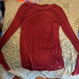 Hollister Red Fitted Ribbed Long Sleeve Top